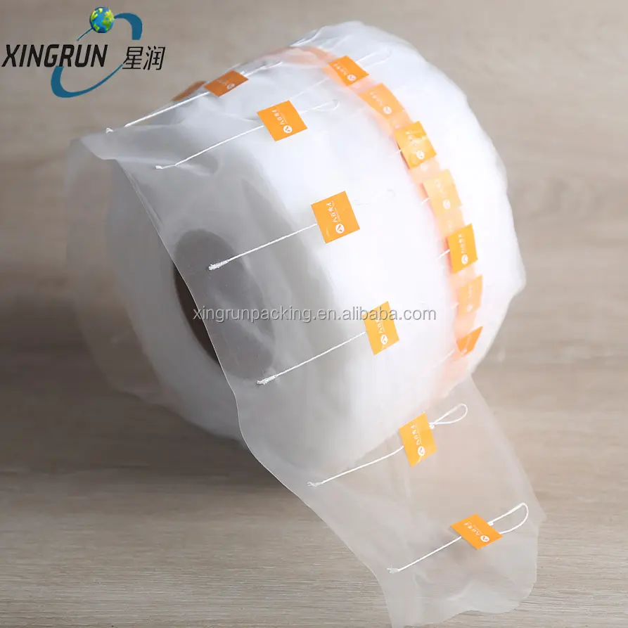 Food grade 100 micron 140mm monofilament nylon mesh filter roll with string and tag for triangle tea bag