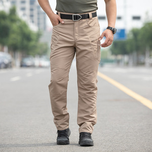 Pantaloni <span class=keywords><strong>Cargo</strong></span> Impermeabili da <span class=keywords><strong>Uomo</strong></span> per Escursionismo, Pantaloni Tattici Multi-Tasca <span class=keywords><strong>Neri</strong></span> di Alta Qualità - Product Image 1