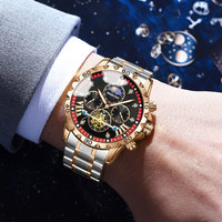 BINBOND 3103 Montres pour hommes à quartz multifonctionnelles de loisirs et d'affaires, grand cadran de 45 mm, bracelet en acier, cuir et silicone, lumineuses, ventes chaudes