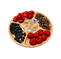 Assiette en bambou avec logo personnalisé en vente chaude Assiette à collation en bambou Plats de fruits ronds à 5 compartiments pour le service