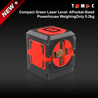 Niveau laser vert TOMAC Mini 2 lignes, auto-nivelant, faisceau croisé, rechargeable Type-C et alimentation par piles AAA avec niveau à bulle supérieur, IP54