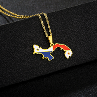 Collier en acier inoxydable avec pendentif drapeau national de Panama, Tunisie, Belize, série cartes nationales, décoration tendance, souvenir, cadeau