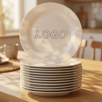 Assiette à dîner en mélamine de qualité alimentaire blanche de 9 pouces, écologique, durable, passe au lave-vaisselle, pour les fêtes et les mariages