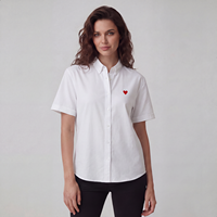 Chemise à manches courtes unisexe de couleur unie AMI, broderie délicate de mini-cœur, logo personnalisé disponible