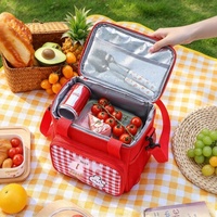 Sac à déjeuner isotherme grande capacité résistant à l'eau, imprimé animaux mignons, doublure PEVA, fermeture éclair, bandoulière, pour l'école et les pique-niques