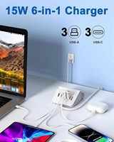 Station de charge rapide PD 35W noire, chargeur USB 6 ports 3C3A, support de téléphone de bureau avec câble de 1,8 m, prise UK, certifié UKCA