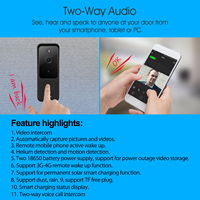 Outdoor 2MP Smart WLAN Video-Türklingel-Kamera Tuya Smart Life APP Batteriebetrieben 2-Wege-Audio-Gegensprechanlage Haussicherheits-Türklingel