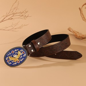 <span class=keywords><strong>Ceinture</strong></span> à boucle thème cheval occidental en alliage lisse, élégante et polyvalente pour le quotidien - Product Image 3