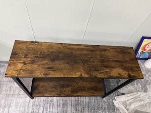 Table <span class=keywords><strong>console</strong></span> industrielle à 2 niveaux en <span class=keywords><strong>bois</strong></span> rustique et structure métallique, idéale pour les couloirs étroits et comme table de canapé, pour les distributeurs de meubles. - Product Image 6