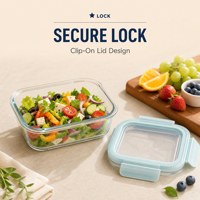 Ensemble de boîtes à lunch en verre borosilicate de haute qualité avec couvercles anti-fuite, empilables, pour la préparation des repas en cuisine, commande en gros