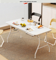 Table et Chaises Pliantes Portables de 2,4 m/1,8 m Blanches Rectangulaires en Plastique pour Extérieur, Idéales pour Événements