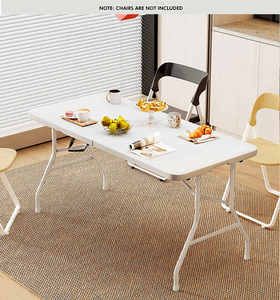 Mesa y silla portátil de plástico rectangular blanca de 8 pies/6 pies para exteriores, silla de comedor blanca, mesa y sillas plegables para eventos - Product Image 6