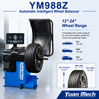 Équilibreuse de roues de voiture entièrement automatique YM988Z avec indication laser, fréquence variable, certifiée CE, moteur 250W, alimentation 220V