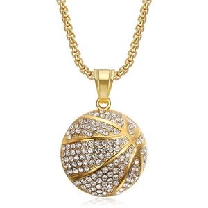 Collar con Colgante de Baloncesto de Acero Inoxidable, Chapado en Oro y Plata, con Cristales Engastados, Joyería Unisex para Regalo - Product Image 5