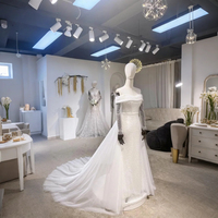Robes de mariée Lsam10 pour mariées, avec perles, dentelle, jupe sirène, corsage, épaules dénudées, traîne détachable Jancember