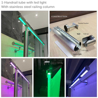 Rampe d'escalier moderne HDSAFE en aluminium et acier inoxydable avec éclairage LED pour villa, hôtel, centre commercial, balcon, terrasse