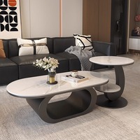 Table basse ovale moderne en métal, durable et décorative, pour salon, petite famille, minimaliste, créative, combinaison de formes spéciales