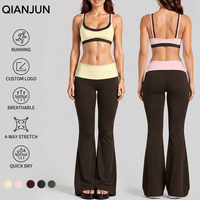 Ensemble de sport 2 pièces pour femme : Soutien-gorge de sport et pantalon évasé à taille repliable, idéal pour le fitness, le yoga et l'entraînement en salle de sport - Ropa De Mujer