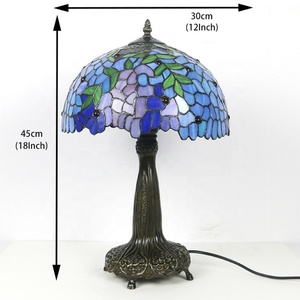 LongHuiJing 12Inch Tiffany Style Stained Glass Dome LED <b>Table</b> <b>Lamp</b> 2700K Warm White E27 Bulb <b>Base</b> 600 Lumens Flexible - Product Image 3