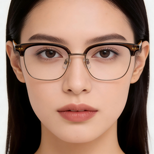 Monturas Ópticas Metálicas sin Aro XPZ, Lentes de Resina Ultraligeras con Protección Anti-Luz Azul, Color Café, Forma Cuadrada, para Miopía y Presbicia - Product Image 5