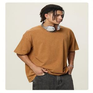 T-shirt court surdimensionné pour homme de haute qualité, 100 % coton 260 g/m², col rond uni, imprimé sérigraphié, écologique - Product Image 2