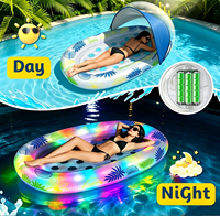 Transat gonflable pour piscine avec auvent amovible et éclairage LED – Idéal pour adultes, piscine, plage, fêtes estivales et détente