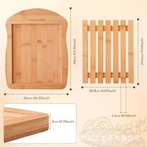 Cortador de pan de madera Tarunyo con bandeja para migas para hornear en casa y cortar tostadas - Product Image 2