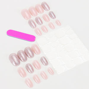 Uñas portátiles cortas Freh Cute European and American Comercio exterior Desmontable 24 piezas Gloy Silver Glitter Gradient Nail - Product Image 2