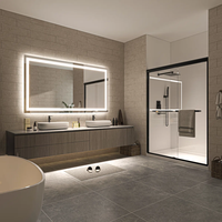 Miroir de salle de bain mural en acrylique de haute qualité, avec cadre, réglable, à LED, interrupteur tactile, anti-buée et résistant à l'eau, directement de l'usine