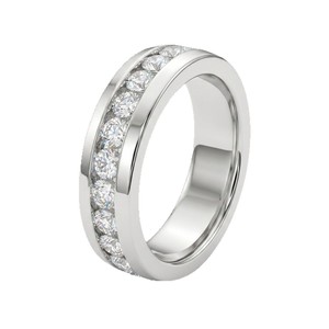 Yellow Gold Moissanite Eternity Band <b>Ring</b> Round Brilliant Cut Channel Setting Classic Unisex Wedding <b>Ring</b> - Product Image 2