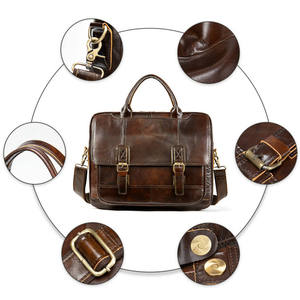 Maletín de Cuero Genuino Andong para Portátil de 15 Pulgadas para Hombre, Bolsa de Hombro con Correa para Documentos de Oficina, Bolso de Mano Vintage de Gran Capacidad - Product Image 3