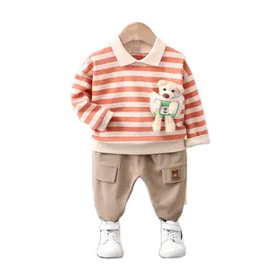 소녀 옷 세트 연령 2-7 세 Babygirl 의류 의류 세트 패션 캐주얼 아기 소년 2 PcsPolo 셔츠 세트