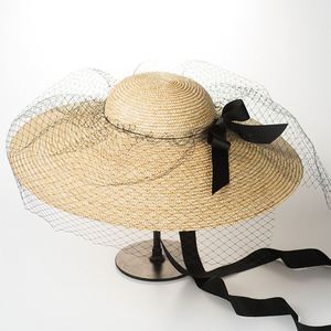 定制奢华时尚女式面纱设计宽边草帽，适合女士舞台婚礼音乐节 - Product Image 1