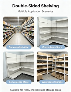 Heavy Duty Gondola Supermarket Shelving 6 Tier Metal Grid <b>Rack</b> With Back Freestanding Retail Store Display <b>Shelves</b> Epoxy Coated - Product Image 3