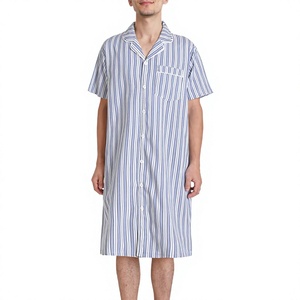 Pyjama d'été pour homme en modal rafraîchissant, à manches courtes, tricoté, respirant, rayé, décontracté - Product Image 3