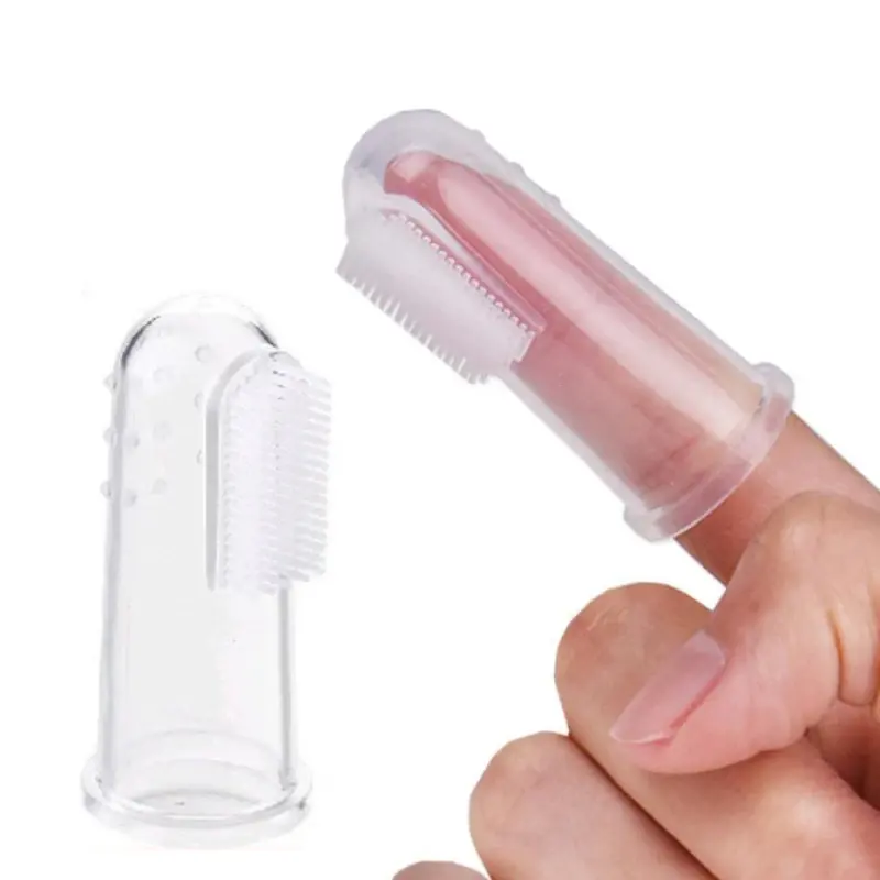 食品グレードの透明な幼児の赤ちゃんの指BPAフリーの安全なシリコンソフト歯ブラシ