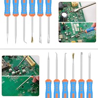 Kit d'outils de dessoudage et de soudage 6 pièces - Nettoyage de circuits imprimés, outils électroniques d'assistance thermique et de réparation