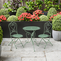 Ensemble de meubles de jardin en fer forgé à roulettes pour la maison, le jardin et la terrasse, ensemble de bistrot pliable de loisirs, 1 table et 2 chaises, design antique, intérieur