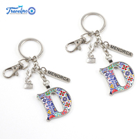 Porte-clés de voiture Travelpro en alliage de zinc, design personnalisé, alphabet anglais simple, pendentif coloré, porte-clés lettre, tendance mode