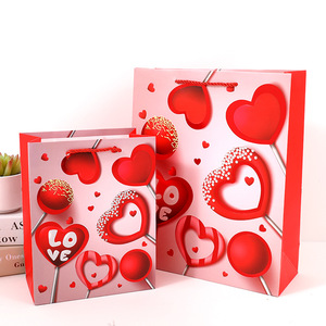 Logo Tùy Chỉnh Thiết Kế Ngày Valentine Để Lựa Chọn Bao Bì Quà Tặng Hoa Hồng Tình Yêu Màu Đỏ Túi Giấy Sang Trọng Có Tay Cầm - Product Image 3
