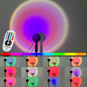 <span class=keywords><strong>Lampe</strong></span> LED Coucher <span class=keywords><strong>de</strong></span> Soleil avec Télécommande RGB 16 Couleurs, Projection Arc-en-ciel, Veilleuse Design Moderne Compact, Alimentation par Batterie - Product Image 3