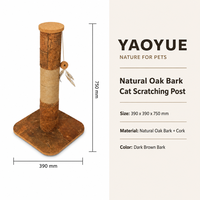 Rascador para Gatos de Corteza de Roble Natural, 390 x 390 x 750 mm, Rascador para Gatos de Interior para Protección de Muebles