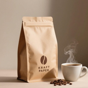 Sacs en papier kraft imprimés sur mesure à fond plat pour grains de café, emballage alimentaire en plastique avec valve, fermeture éclair et lien métallique – Fournisseur en Chine - Product Image 3