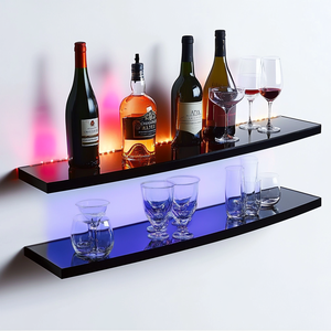 Fábrica al por mayor 2 niveles LED Iluminado Botella de licor Acrílico Whisky Rack Stand solo para exhibición - Product Image 6