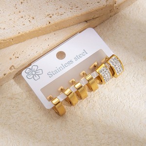 New Fashion Diamond Encrusted <b>Earrings</b> Set Unique European and American Style Light Luxury Versatile Hoop <b>Earrings</b> - Product Image 3