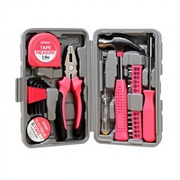 Ensemble d'outils combinés en acier au carbone : clé à molette réglable, pinces, marteau, embouts de tournevis, mètre ruban pour réparations domestiques