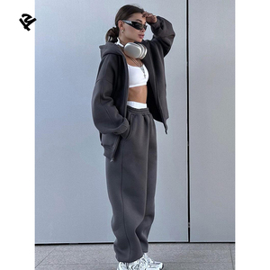 Conjunto de Sudadera con Capucha y Pantalones Holgados de Gran Tamaño para <span class=keywords><strong>Mujer</strong></span>, Estilo Urbano, Dos Piezas, Ropa Informal, Traje Deportivo Holgado - Product Image 2