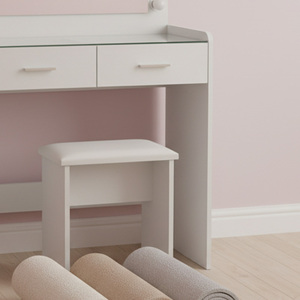 Table de maquillage moderne en bois pour filles avec miroir, tiroirs et lumière LED - Product Image 4