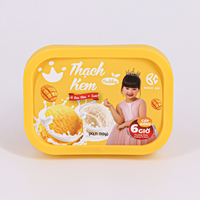106G Mango-Ijs Yoghurtpuddingbeker Met Deksel Wegwerp Pp Plastic Afgeronde Rechthoek Gevormde Etiketbakbeker Met Deksel Met Deksel
