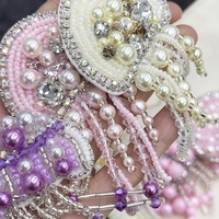 Fait à la main mignon rose méduse perlée Patch perle strass conception sur feutre pour la mode bricolage décorations pour les filles vêtements sacs